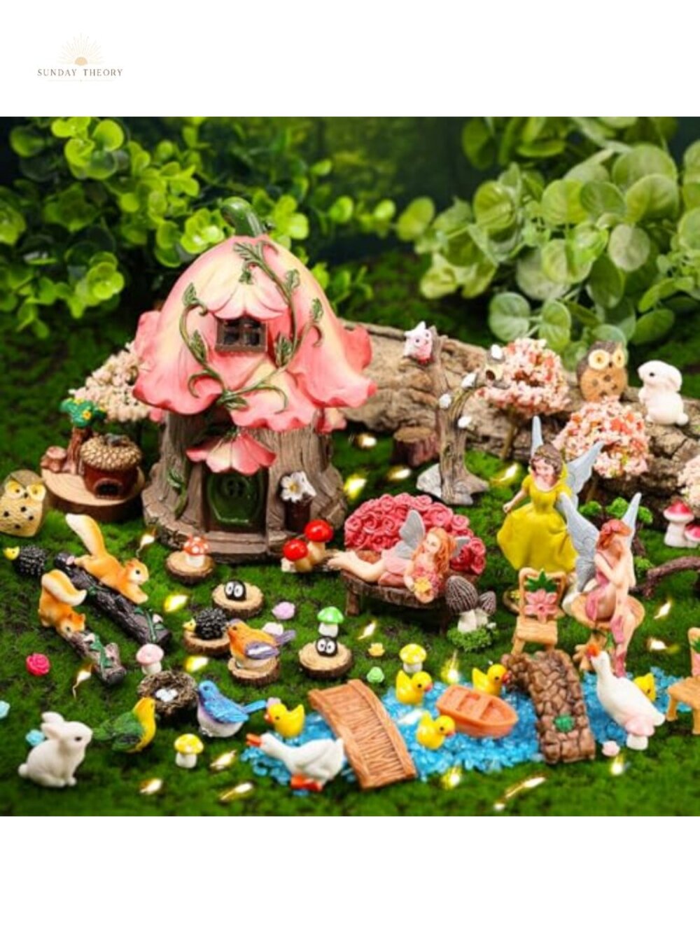 93 Pcs Fairy Garden Miniature Accessories Resin House Set
